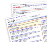 Example of Sponsored vs. Real or Organic Search Results, in terms of where they appear in Google Search Engine Results Pages